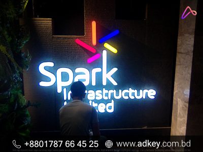 3D Acrylic Top Letter LED Sign Board SS Bata Model