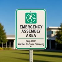 Emergency assembly area signage in Bangladesh by Adkey Limited for safe evacuation and emergency guidance
